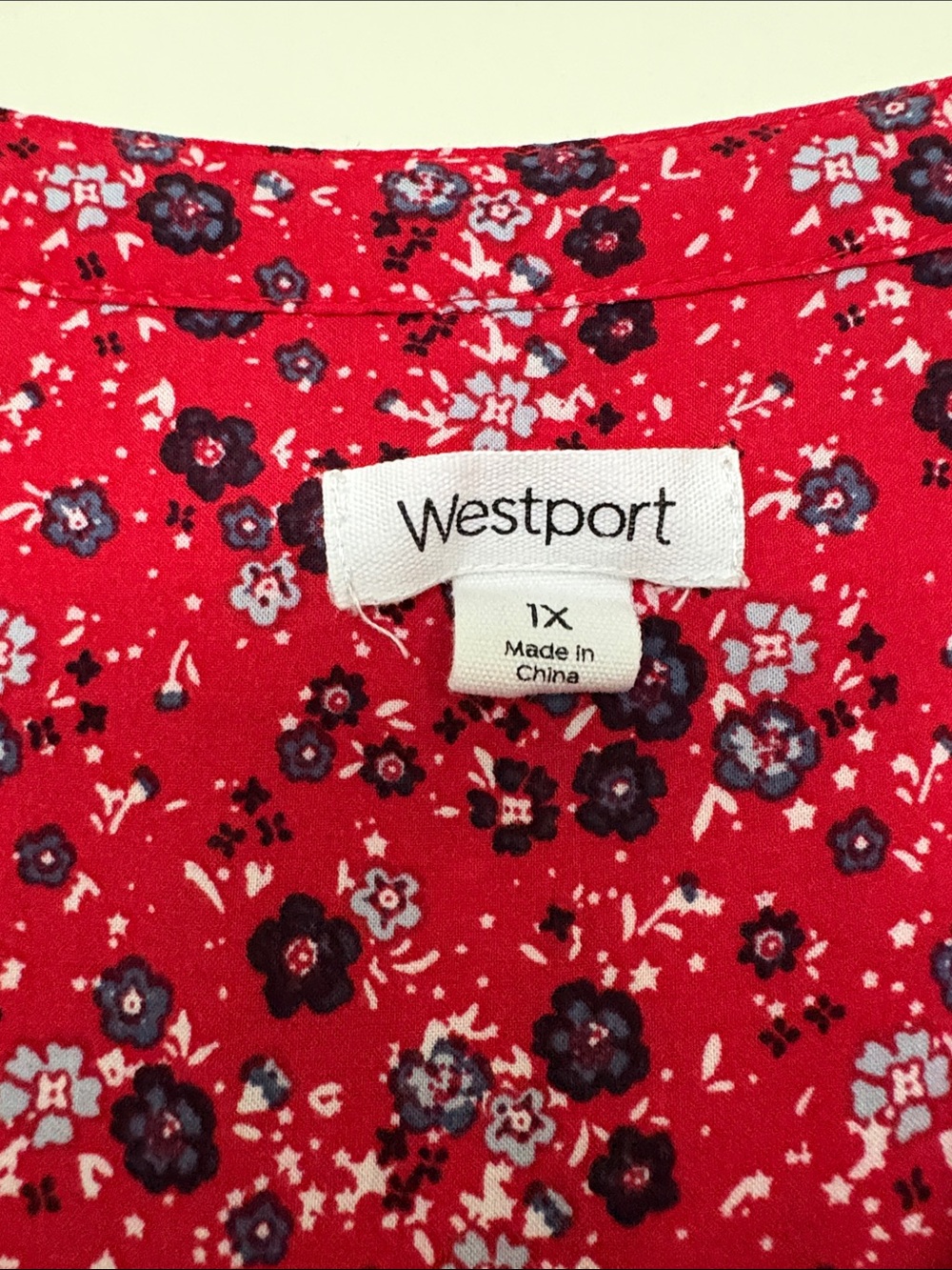 Westport Red Floral Button-Front Top - Picture 3 of 4